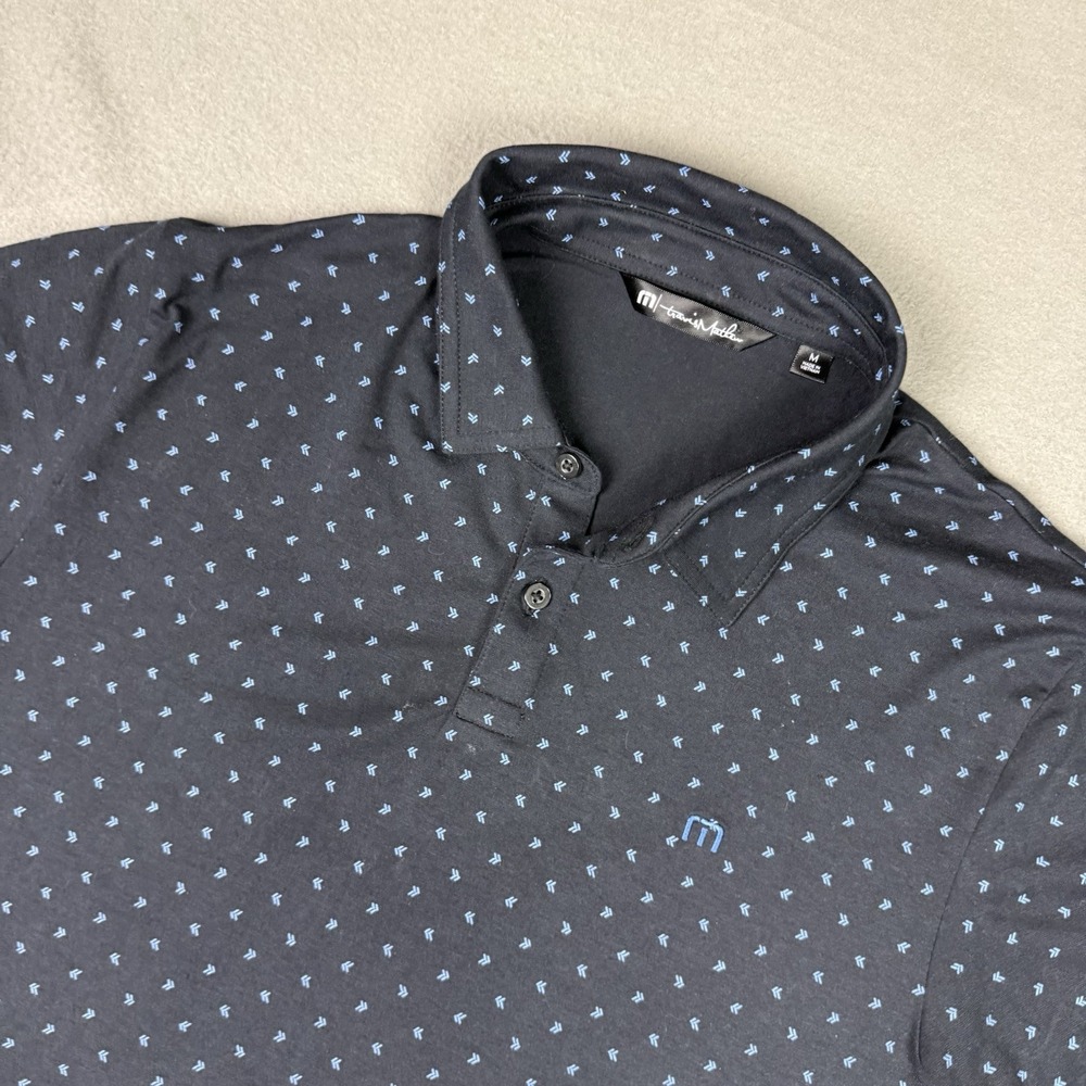Travis Mathew Cape Verde Black Performance Golf Polo Shirt Mens Medium